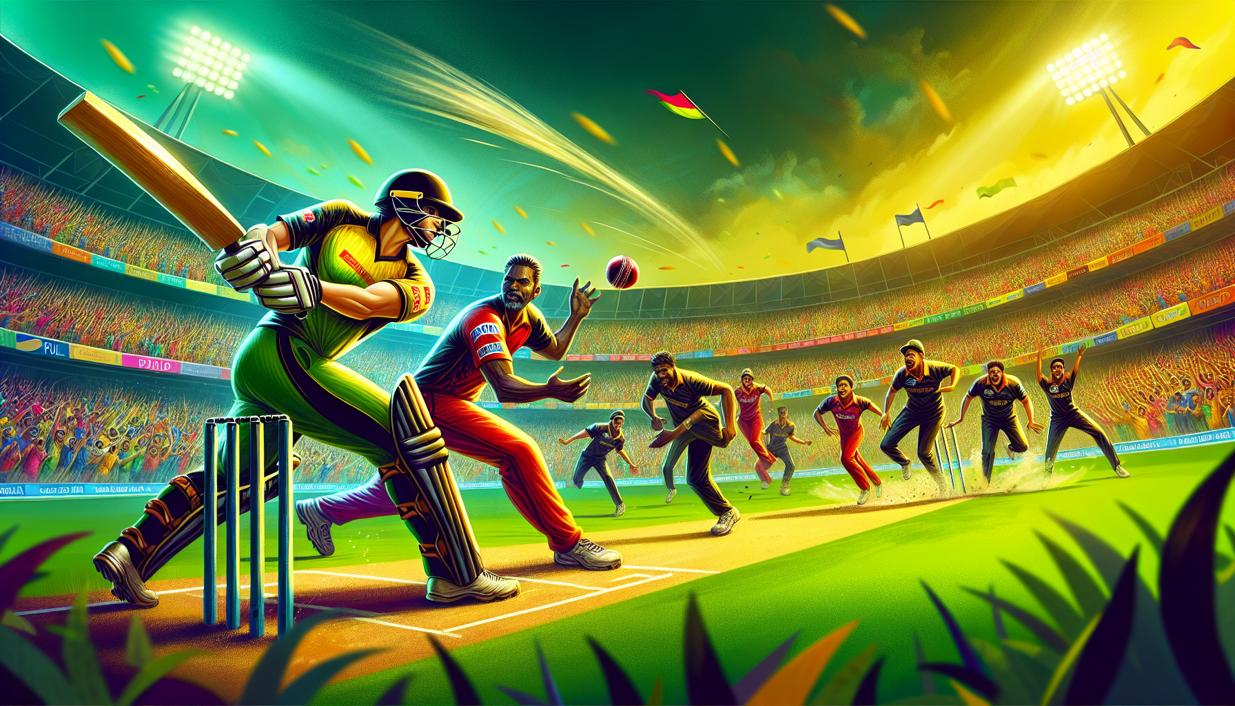 Illustration of IPL cricket match